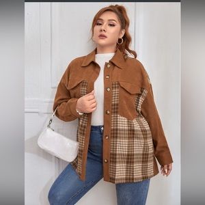 Oversized plaid flap pocket shacket